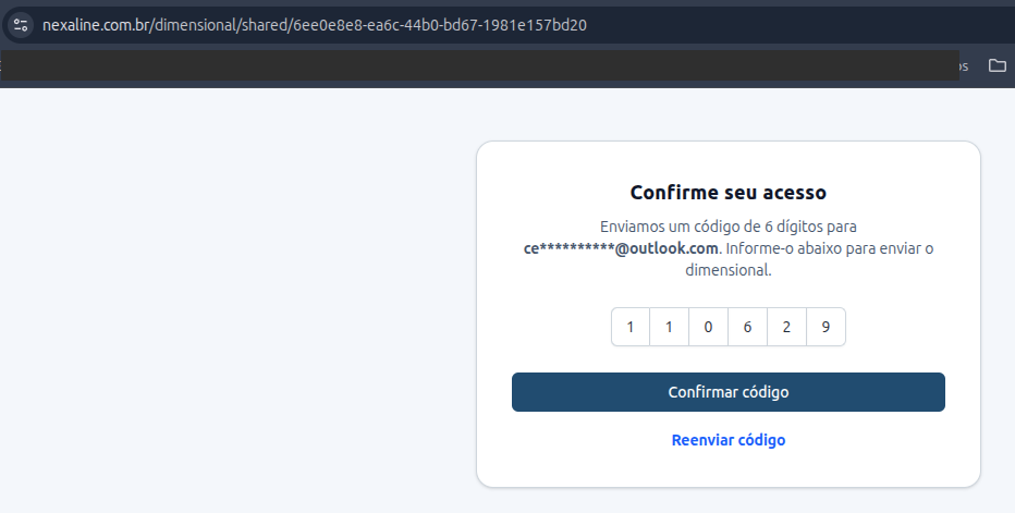 Confirmação de acesso por código
