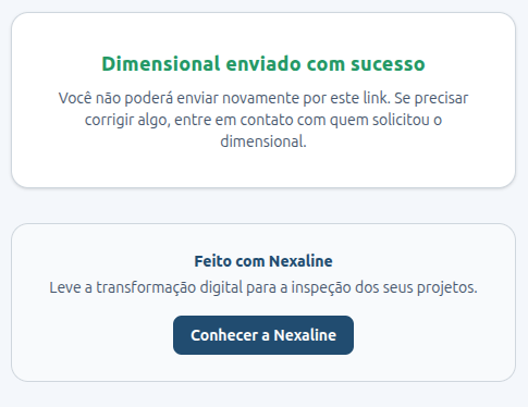 Dimensional enviado com sucesso